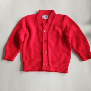 Vintage Blue Bird Red  Cardigan Button Up Sweater  Unisex  100%  Acrylic
